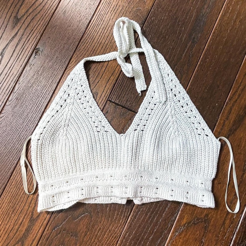 White Knit Halter Top